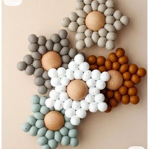 Wooden and Silicone Flower Snowflake Bead Teethers